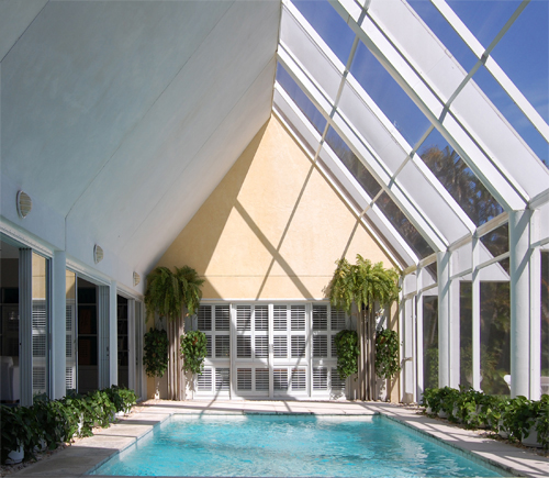 INTERPLAY OF LIGHT AND SHADOW WITHIN THE POOL AREA